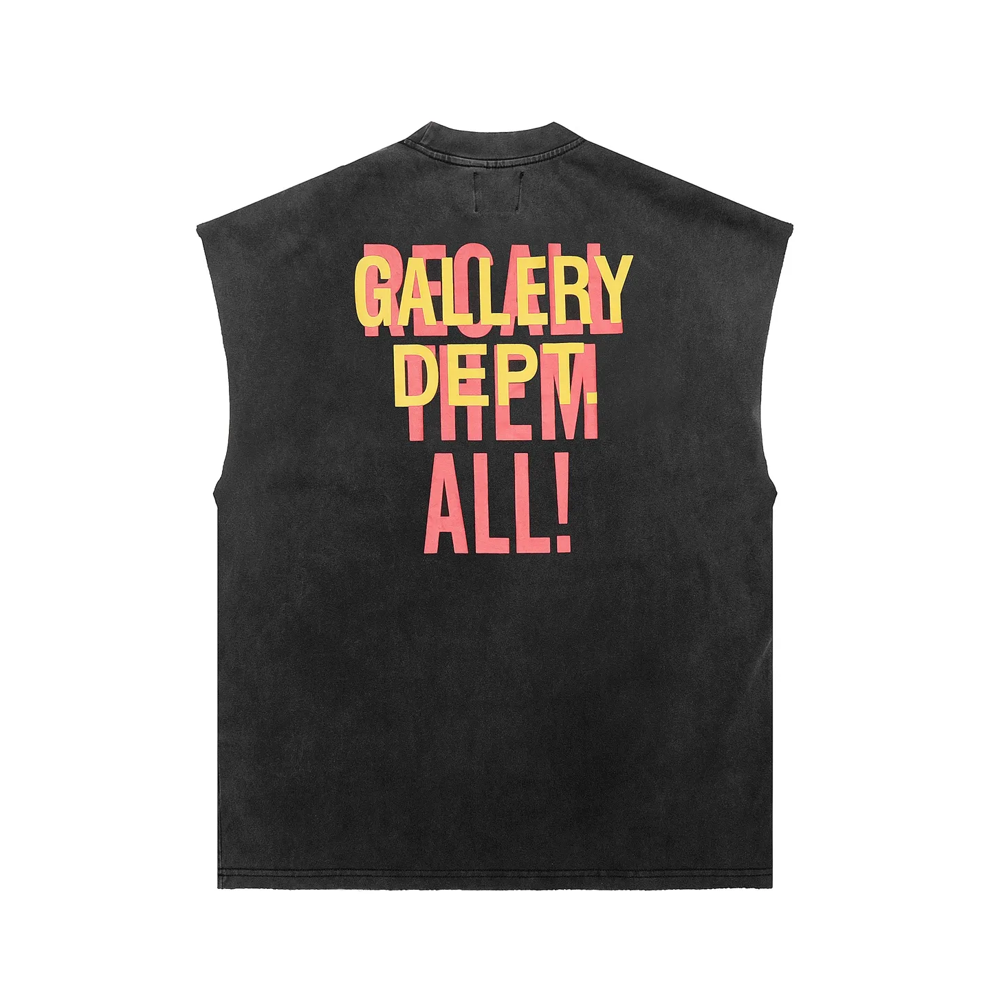 pt model number #G1017 P116 GALLERY DEPT. Distressed and frayed sleeveless waistcoat short sleeves. Skeleton holding a big G. Printed on the front and back. Made of 280G double yarn pure cotton. The fabric is comfortable and stylish. After washing and distressing, the upper body becomes more fashionable and cool. The collar and hem are frayed. The US version is too large. Color: washed black, apricot, size S/M/L/XL